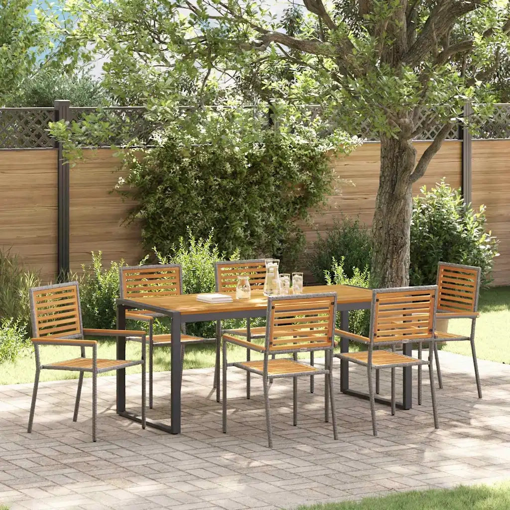 Set da Pranzo per Giardino 7 pcs Grigio e Marrone polyrattan 3365482