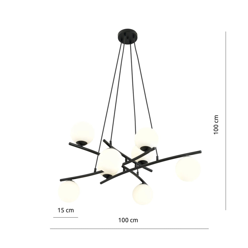 Lampadario Emibig ESSA 8 luci nero opale Ø100cm E14
