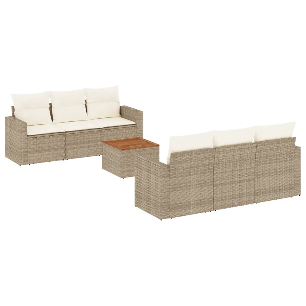 Set Divani da Giardino 7 pz con Cuscini Beige in Polyrattan 3224014