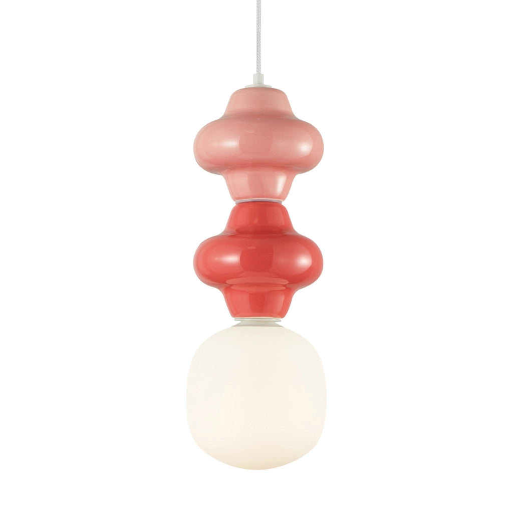Lampada a sospensione Art Déco ceramica rossa Ø18 E14