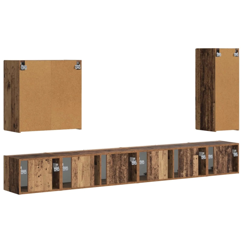 Set di Mobiletto da TV a Parete 6 pcs Legno vecchio 3408950