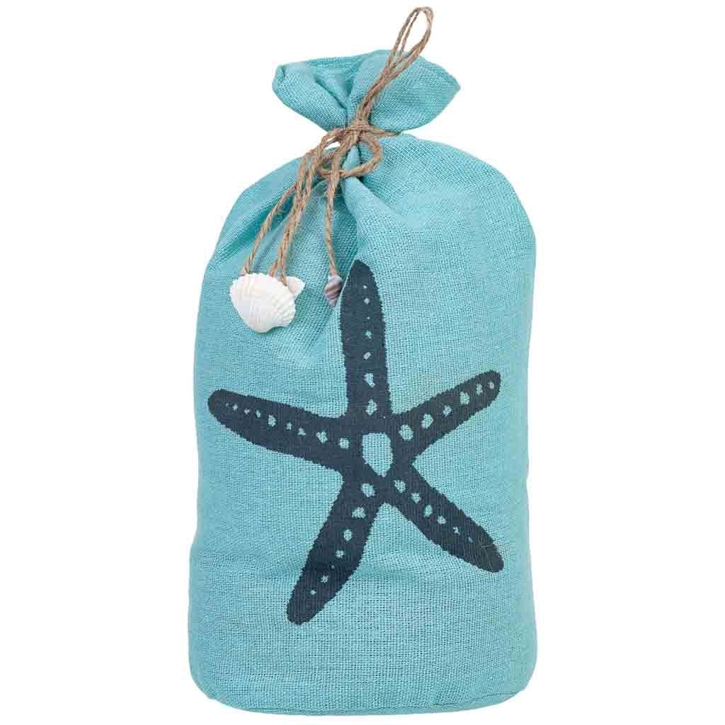 Fermaporta in cotone con stella blu, 12x12x25h cm