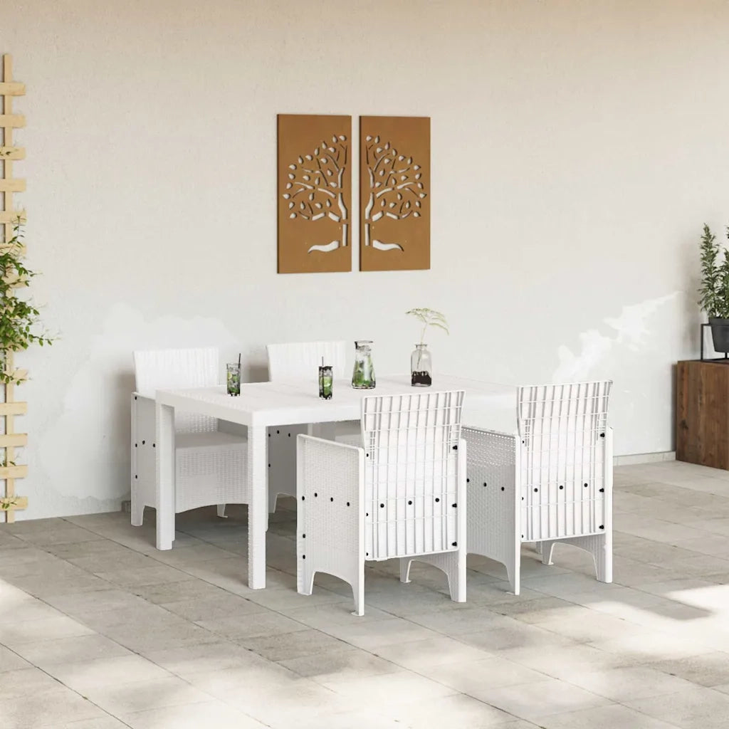 Set da Pranzo per Giardino 5 pcs Bianco Rattan Polt