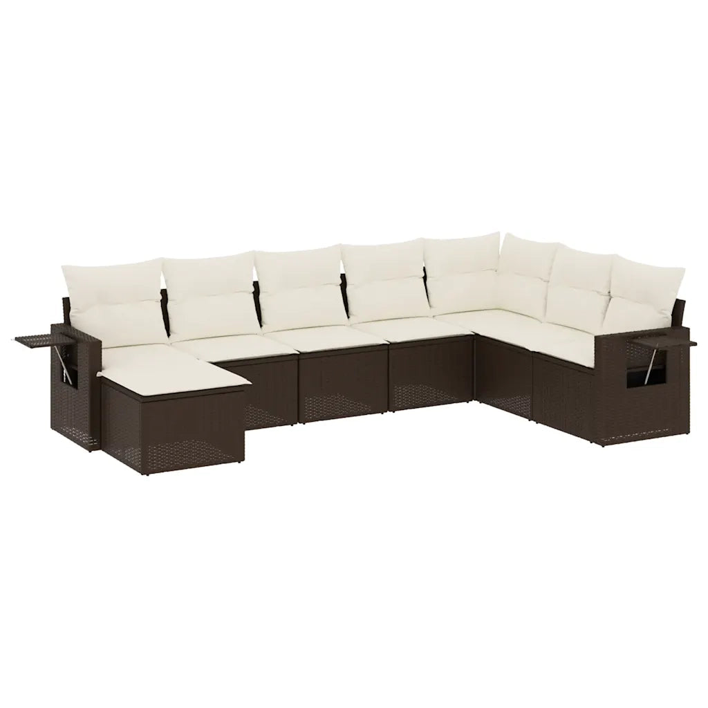 Set Divani da Giardino 9pz con Cuscini Marrone in Polyrattan 3220572