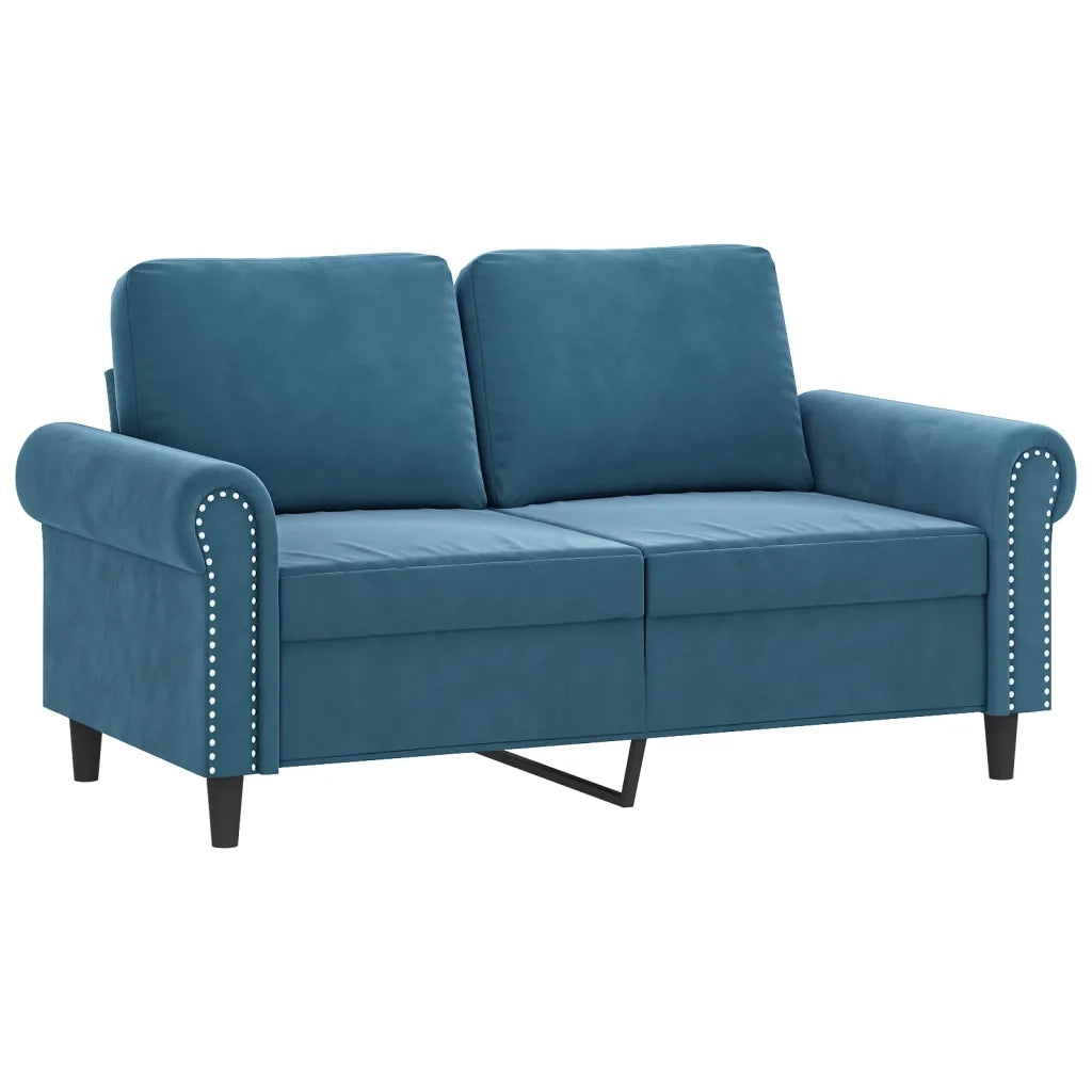 Set di Divani 3 pz con Cuscini Blu in Velluto 3202179