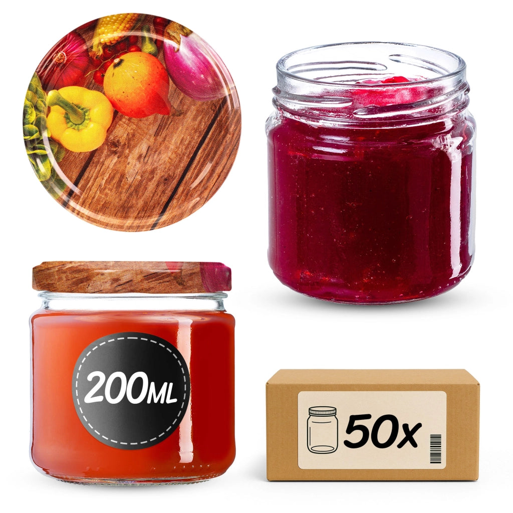Barattoli per conserve KADAX Lerma 200ml 50 pezzi 66mm + coperchi "Pepper"