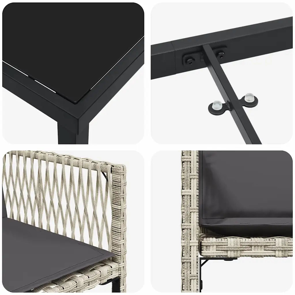 Set da Pranzo per Giardino 5 pcs Grigio chiaro polyrattan 3380762