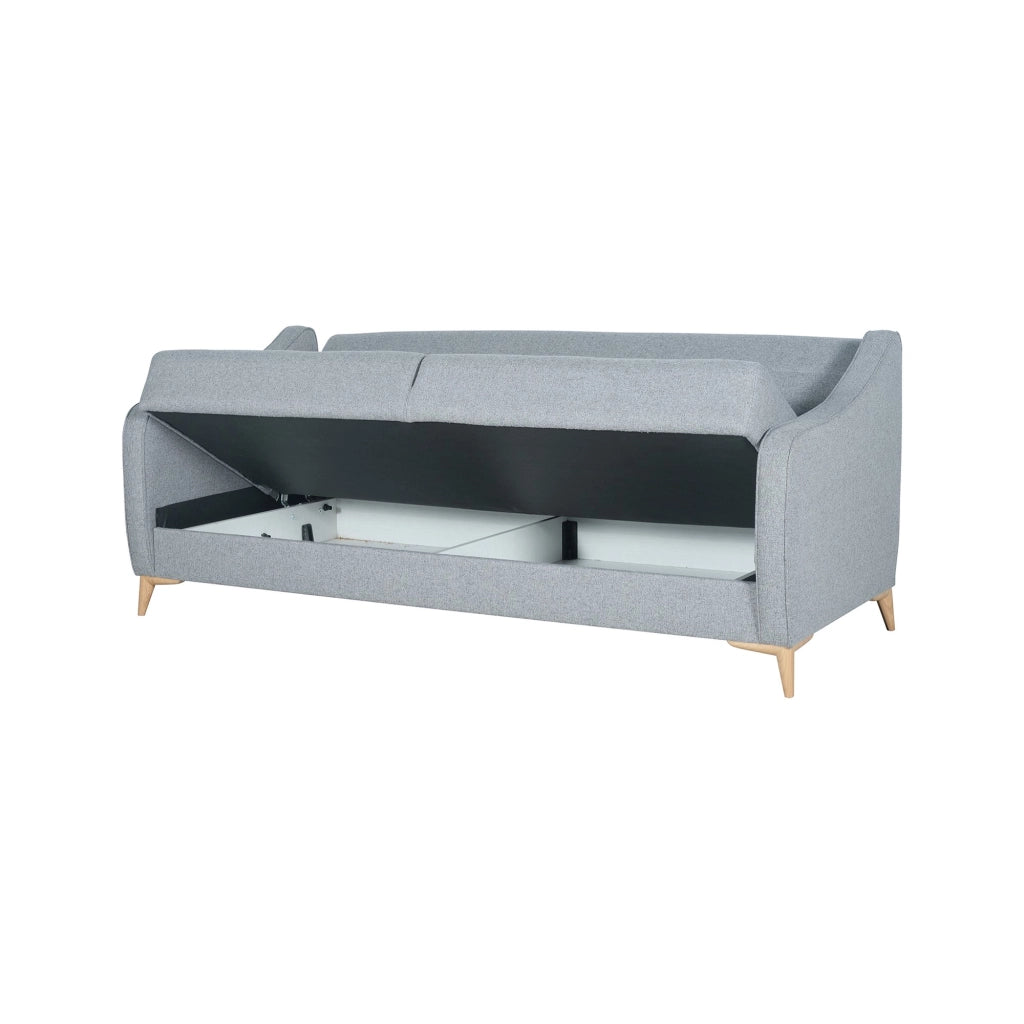Propata, Divano Letto 3 Posti Contenitore, 203x90 cm Grigio Chiaro