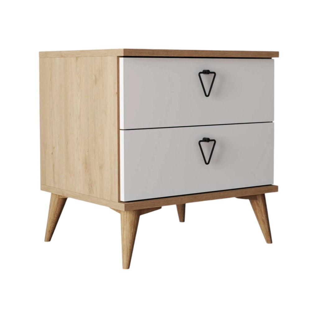 Pilar, Comodino 2 Cassetti, 52x45x55h cm Marrone Quercia