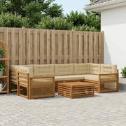Set di divani da esterno con cuscino 7 pcs Naturale e Beige 3383091