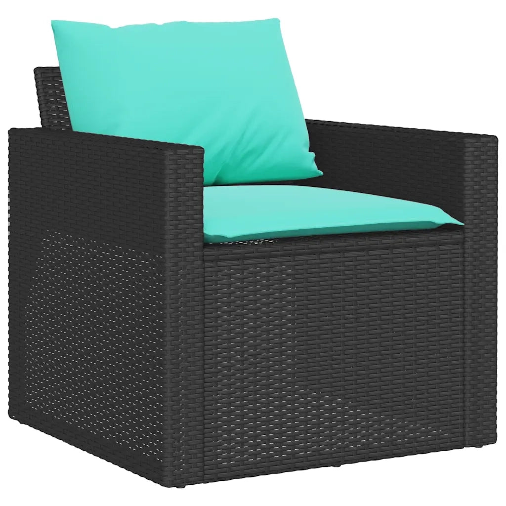 Set Divani da Giardino 4 pz con Cuscini Nero in Polyrattan 366367