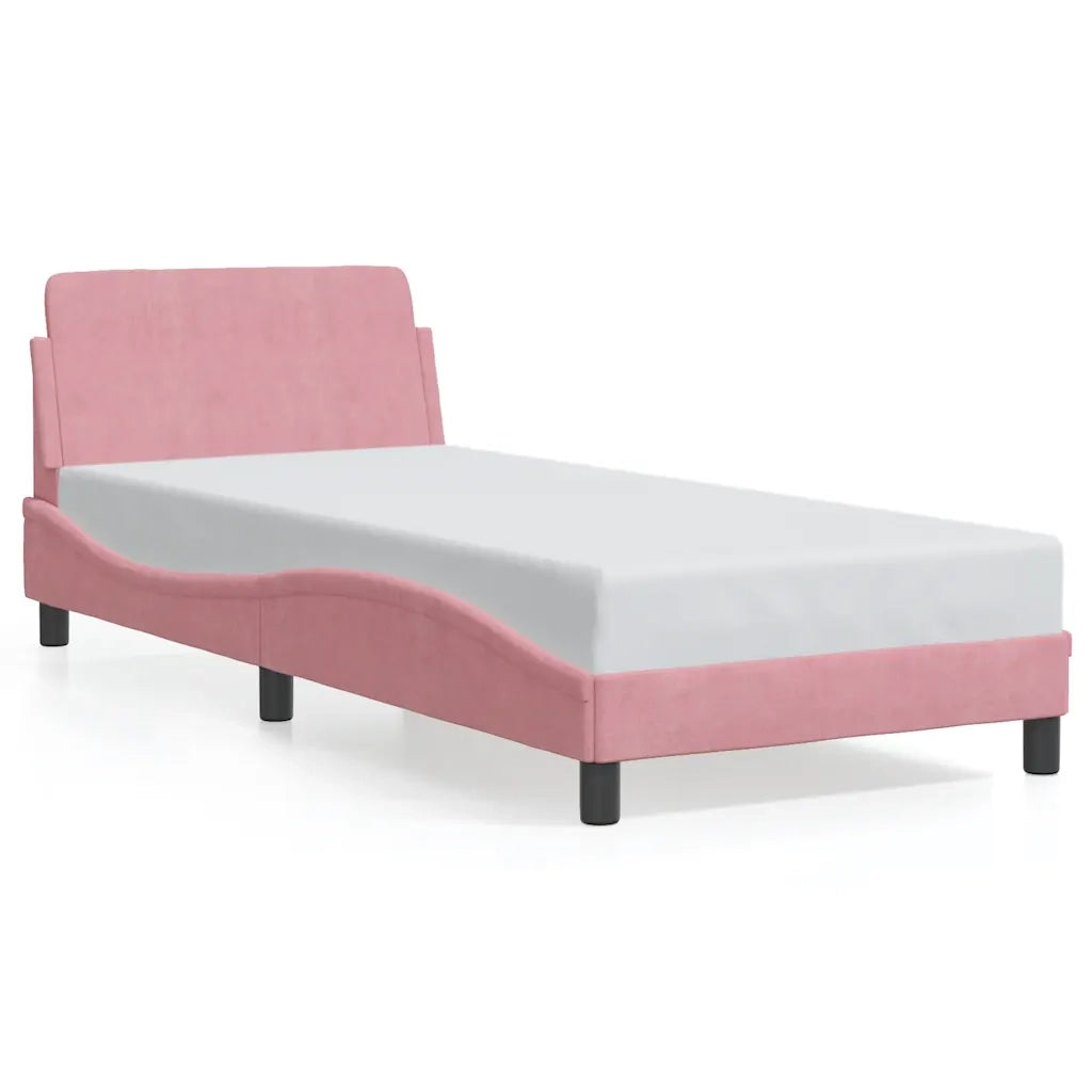 Giroletto con Testiera Dover Rosa 90x200 cm Velluto 373117