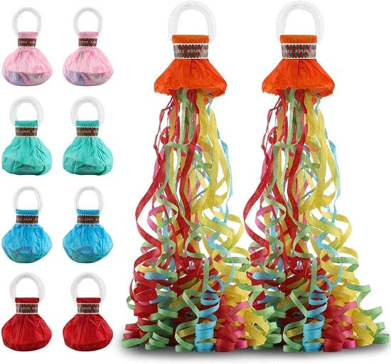 Poppers a mano da 10 pezzi con strisce colorate per feste e celebrazioni