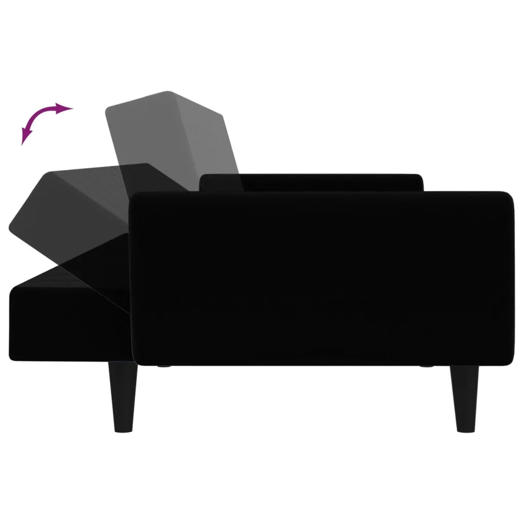 Divano Letto a 2 Posti-Sofa Letto 2 Posti-Daybed Nero in Velluto 155187