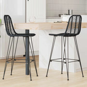 Sedia da Bar 2 pcs Nero 44,5 x 53 x 111 cm Rattan e Ferro 42011549