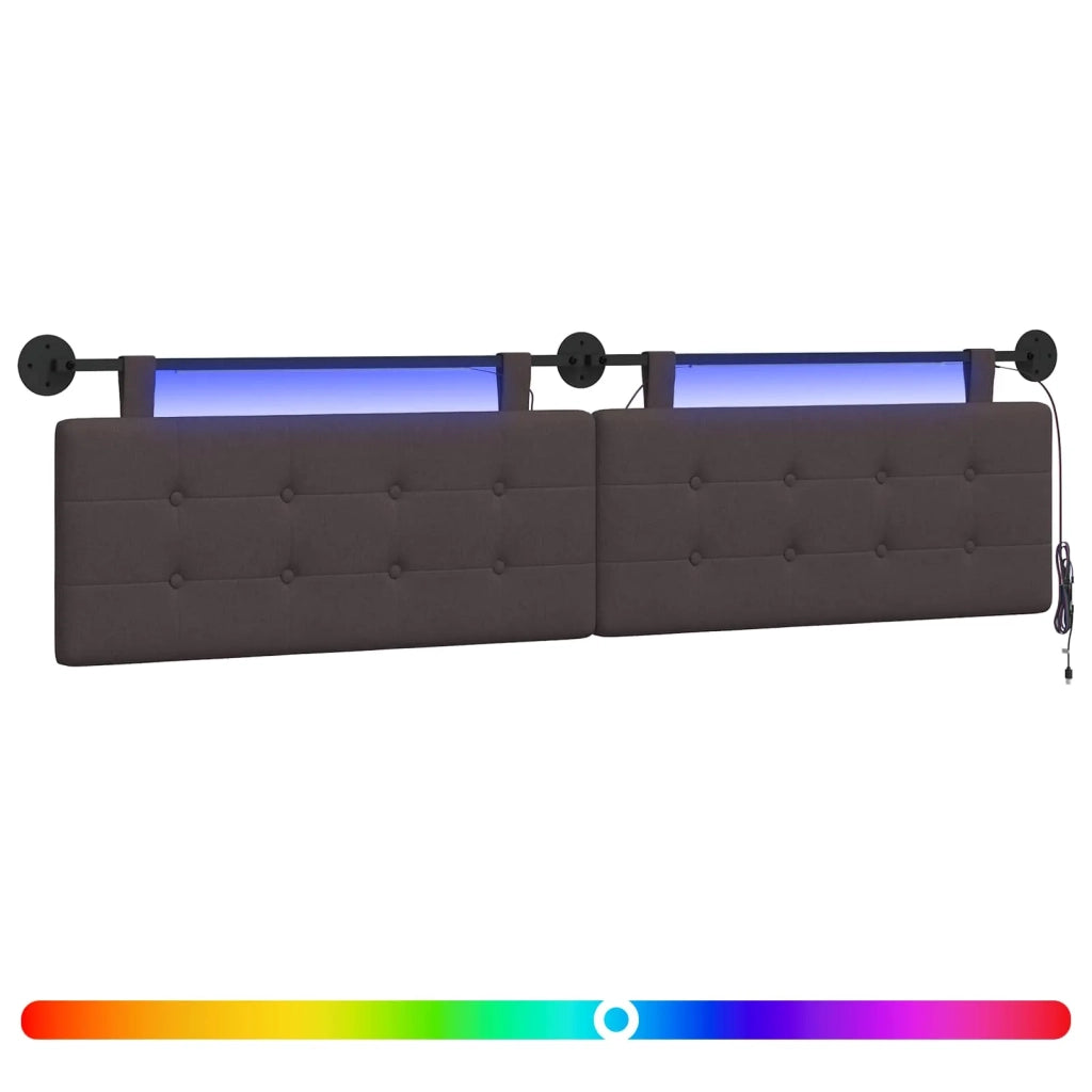 Testiera | Testata sospesa Con luce LED Marrone Scuro Tessuto