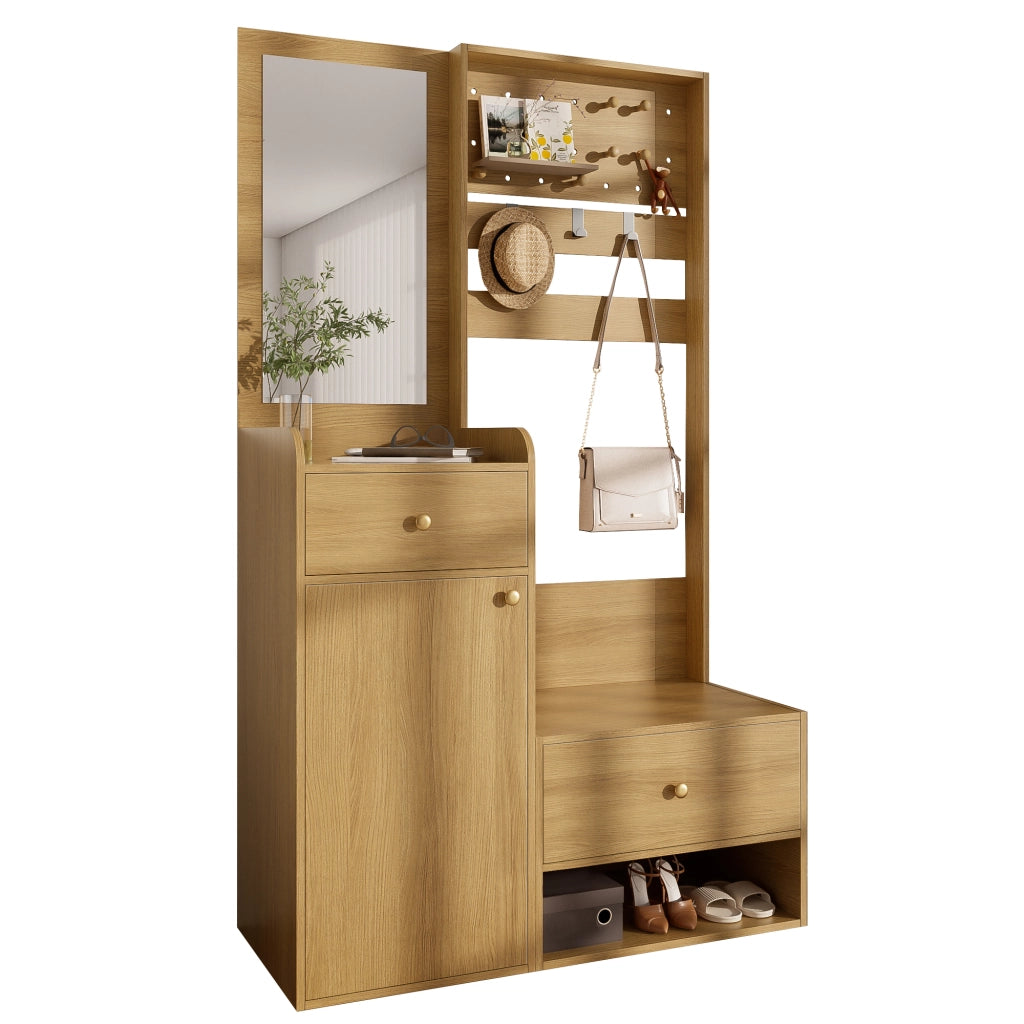 Guardaroba Ingresso con Specchio e Scarpiera ¨C MINIMAL ¨C Appendiabiti, Ripiani, Ganci, 105 cm