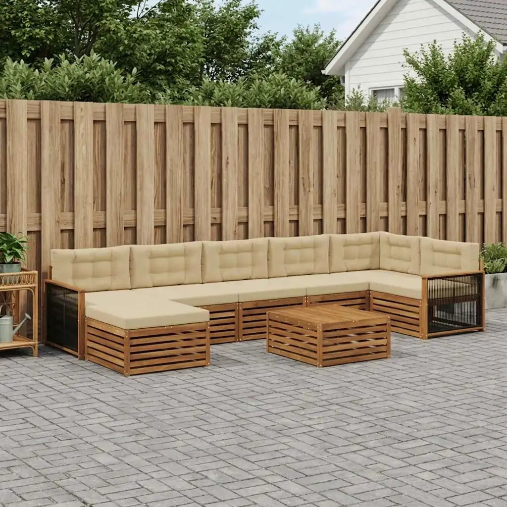 Set di divani da esterno con cuscino 8 pcs Naturale e Beige 3383656