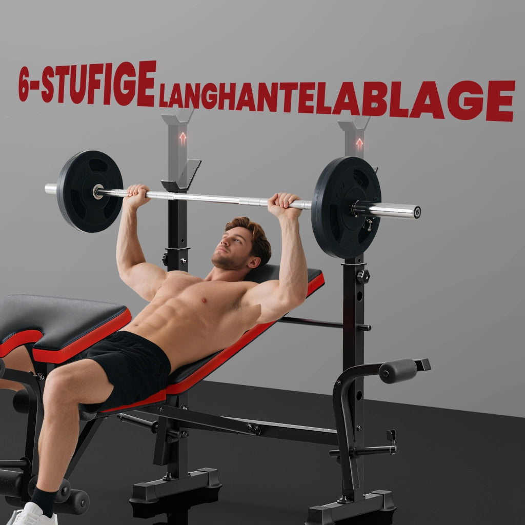 Panca per Manubri Regolabile ¨C Xylo ¨C Acciaio e Plastica Nero+Rosso