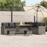 Set Divani da Giardino 4 pz con Cuscini a Forma di L Polyrattan