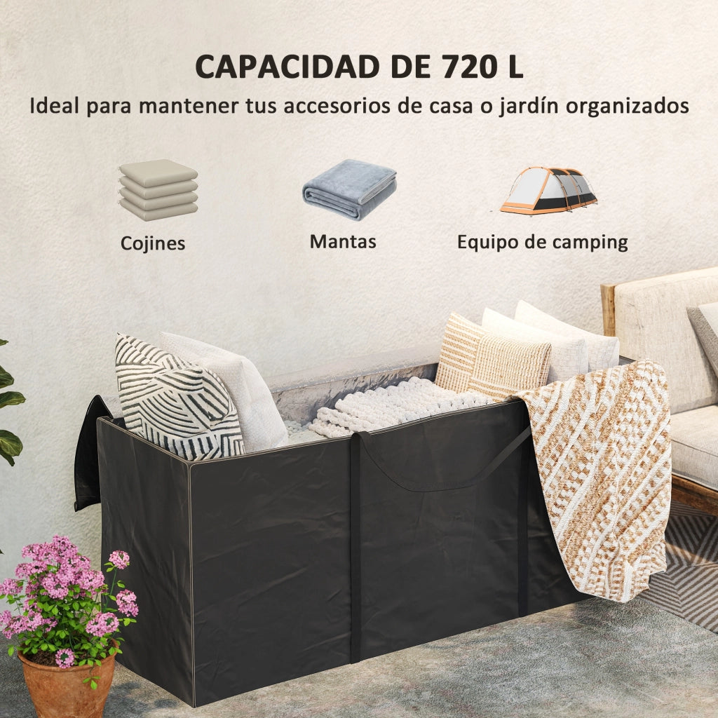 Borsa per Cuscini da Giardino Impermeabile 720L ¨C Minimal ¨C Nero 125x40x55cm