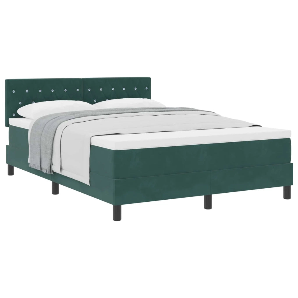 Letto a molle con materasso Verde Scuro 140 x 190 cm Velluto 3339107
