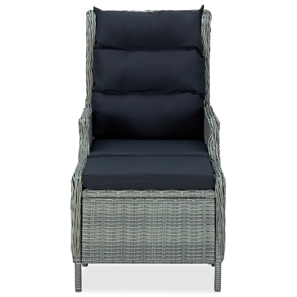 Set Pranzo da Giardino 9pz con Cuscini Polyrattan Grigio Chiaro 3060160
