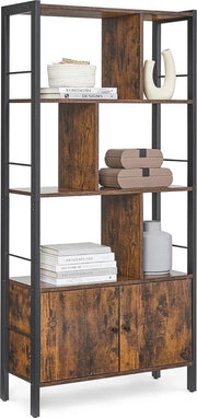 Libreria con 4 Scomparti Aperti - Design Industriale per Salotto e Ufficio