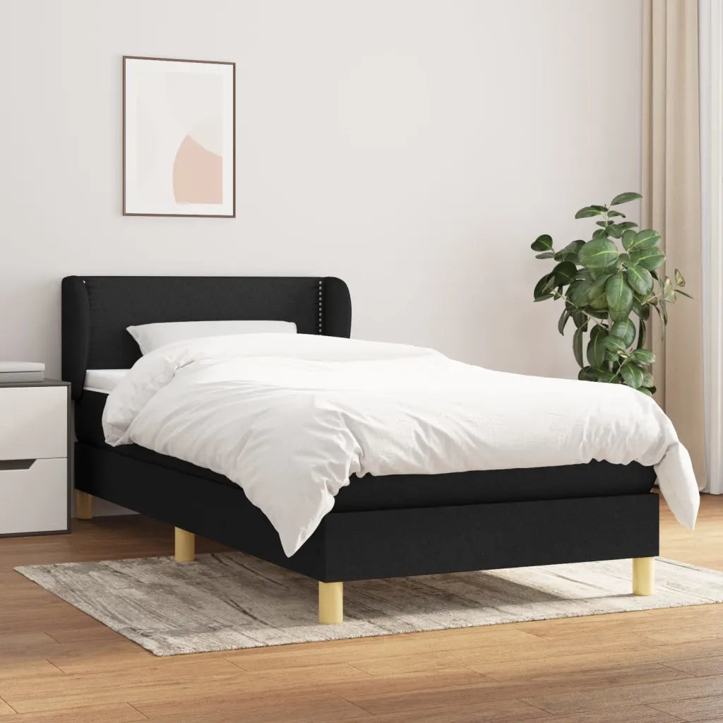 Giroletto a Molle con Materasso-Struttura Letto Nero 90x190 cm in Tessuto 117507