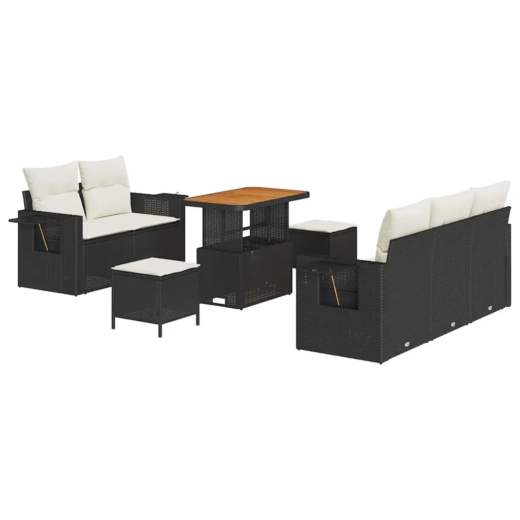Set Divano da Giardino 10 pcs Nero e Crema polyrattan 3363640