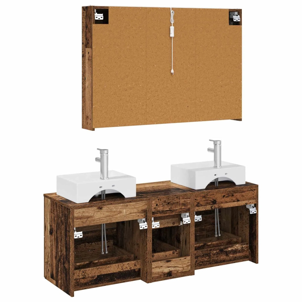 Set di mobili per il bagno 4 pz Legno antico 3406829