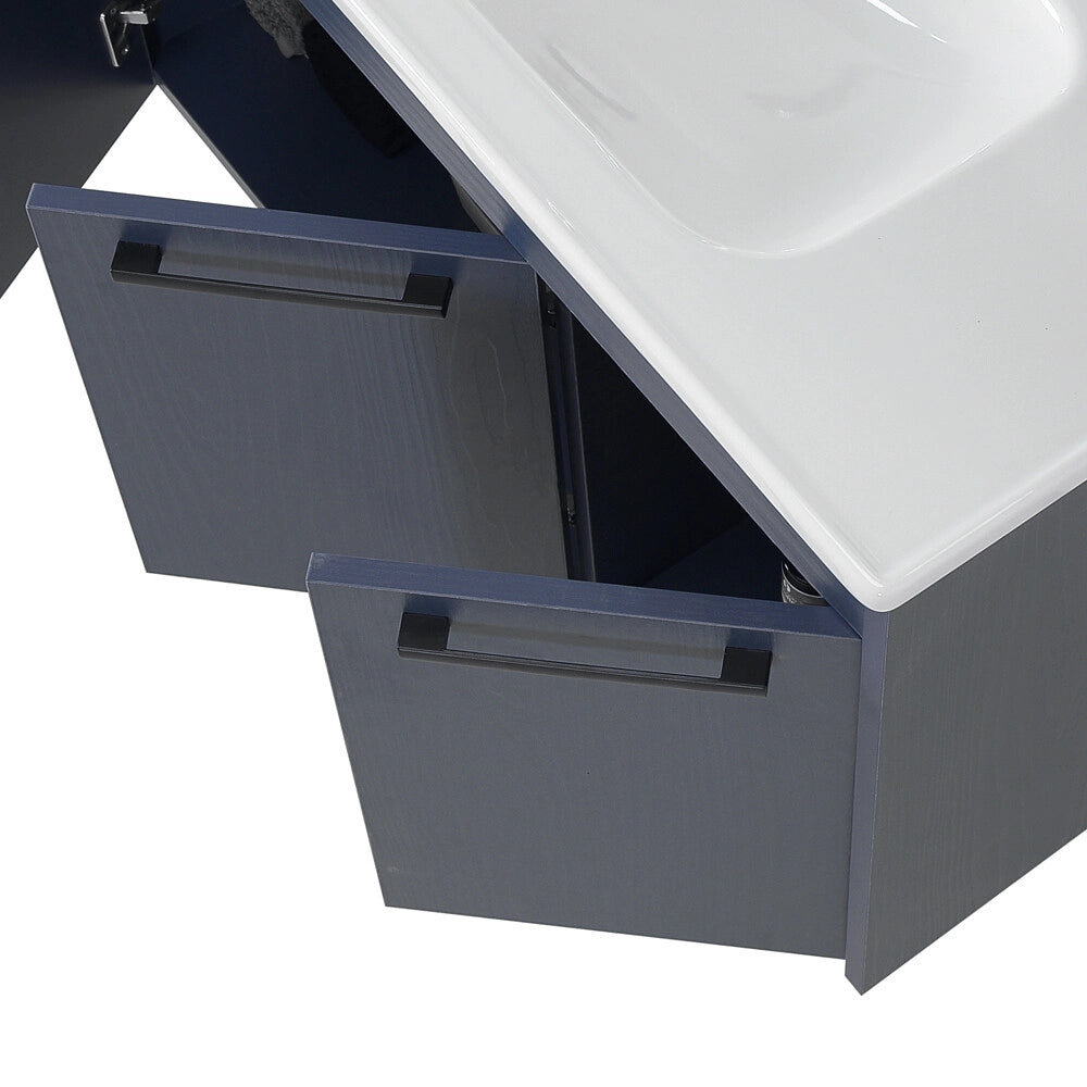 Mobile bagno sospeso 65 cm blu con specchio Sofia