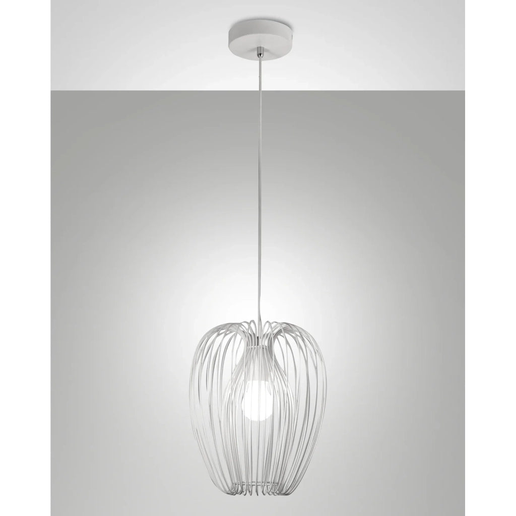 Camp Sospensione Bianca Collezione CAMP 1 Luce Metallo Regolabile Design Elegante