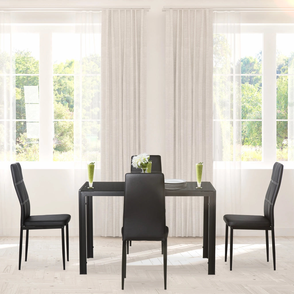 Set 5 Pezzi con Tavolo e Sedie da Pranzo ¨C zephmum ¨C Nero