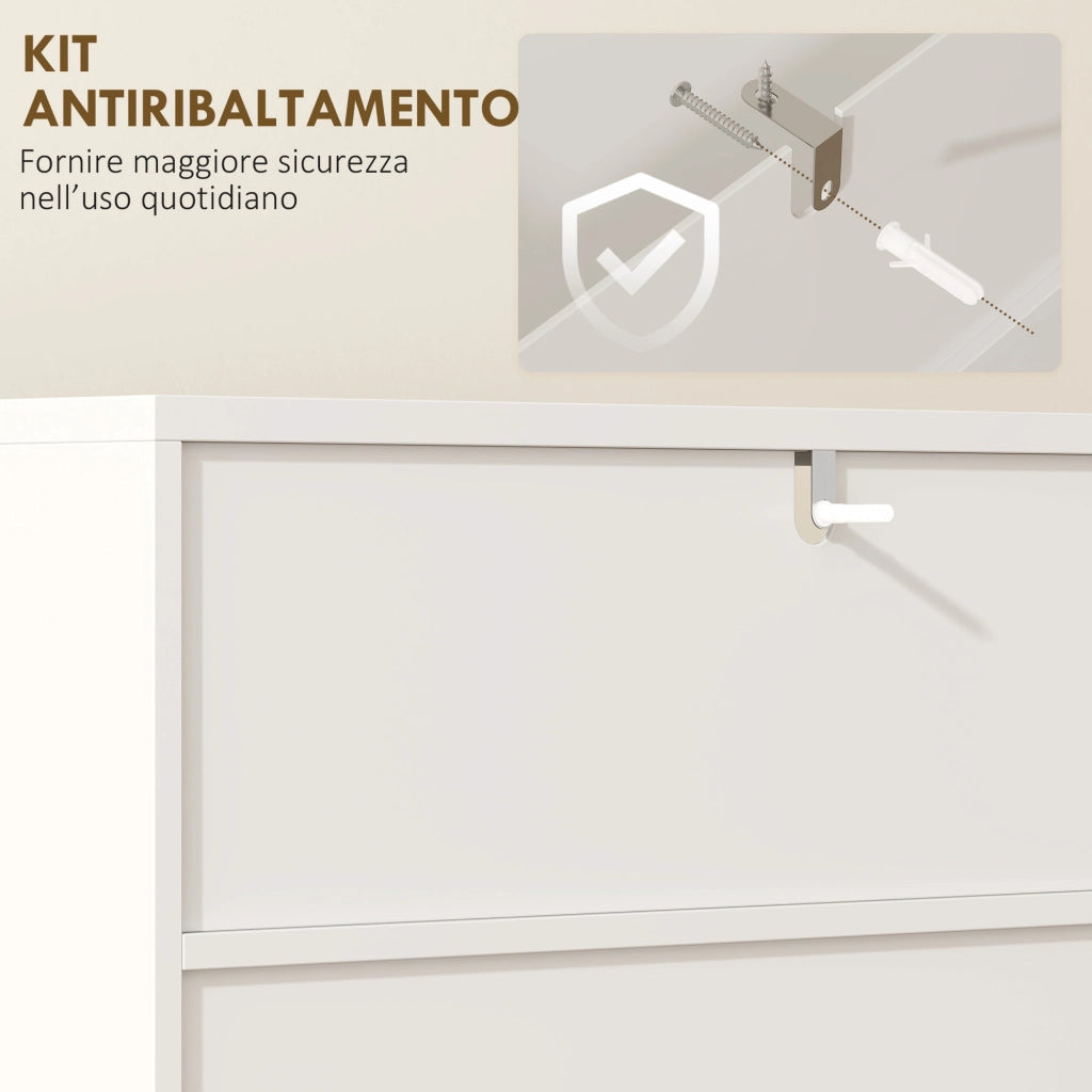 Mobiletto Bagno Moderno 60x31,8x93 cm con 2 Ripiani Aperti e Armadietto con Ante Ammortizzate in MDF Bianco