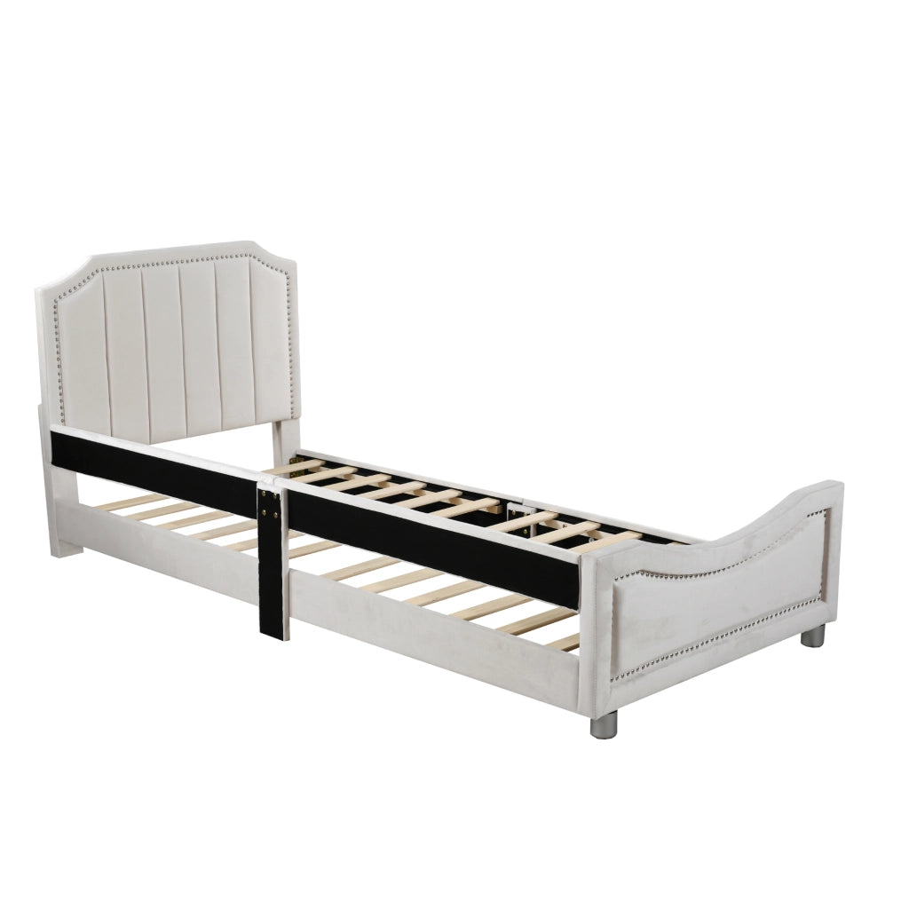 LETTO imbottito per bambini 90x200 cm in flanella beige