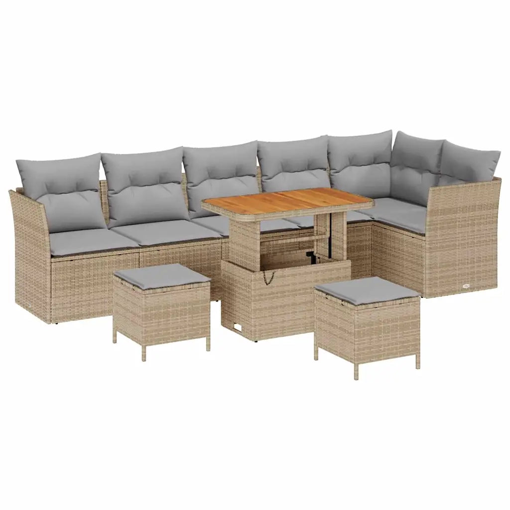Set Divano da Giardino 8 pcs Beige polyrattan 3361507
