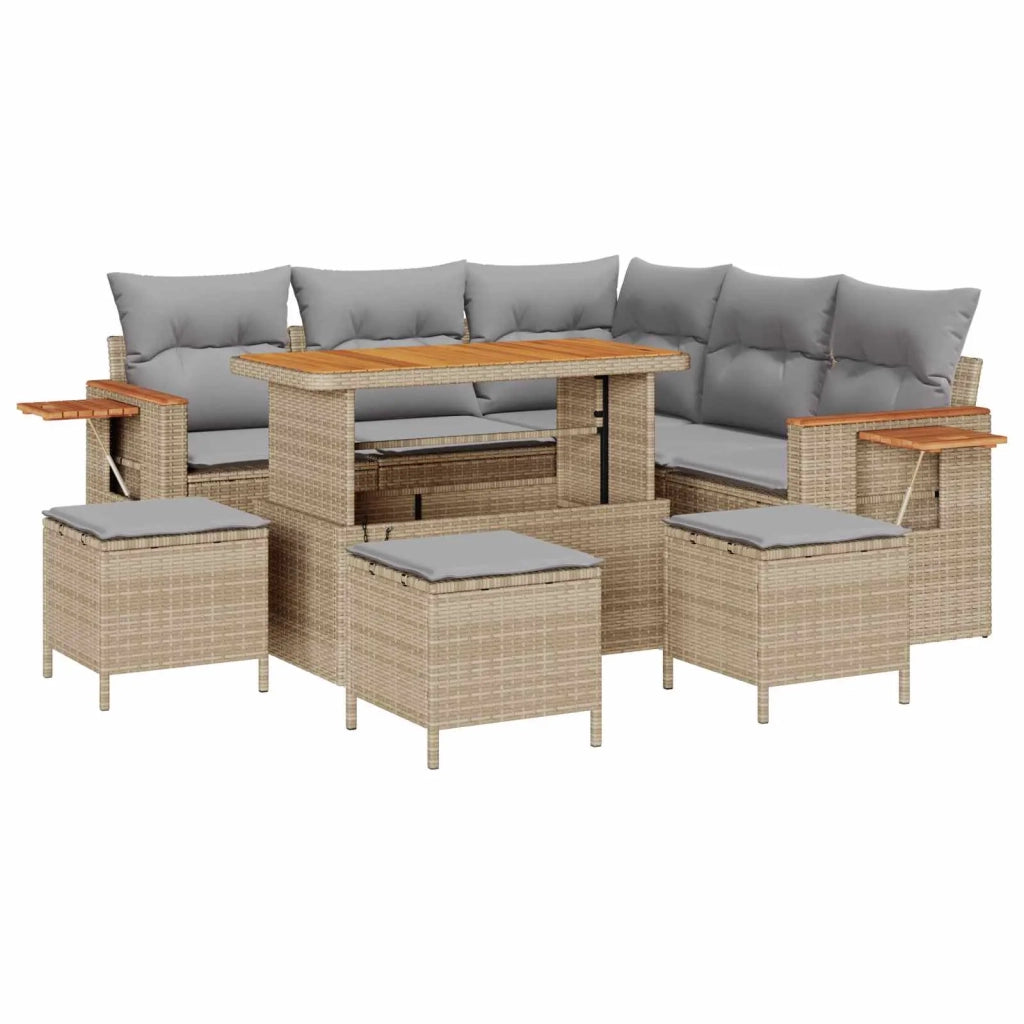 Set Divano da Giardino 9 pcs Beige polyrattan 3363052