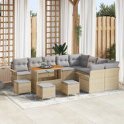 Set Divano da Giardino con cuscino 13 pcs Beige e Grigio Chiaro