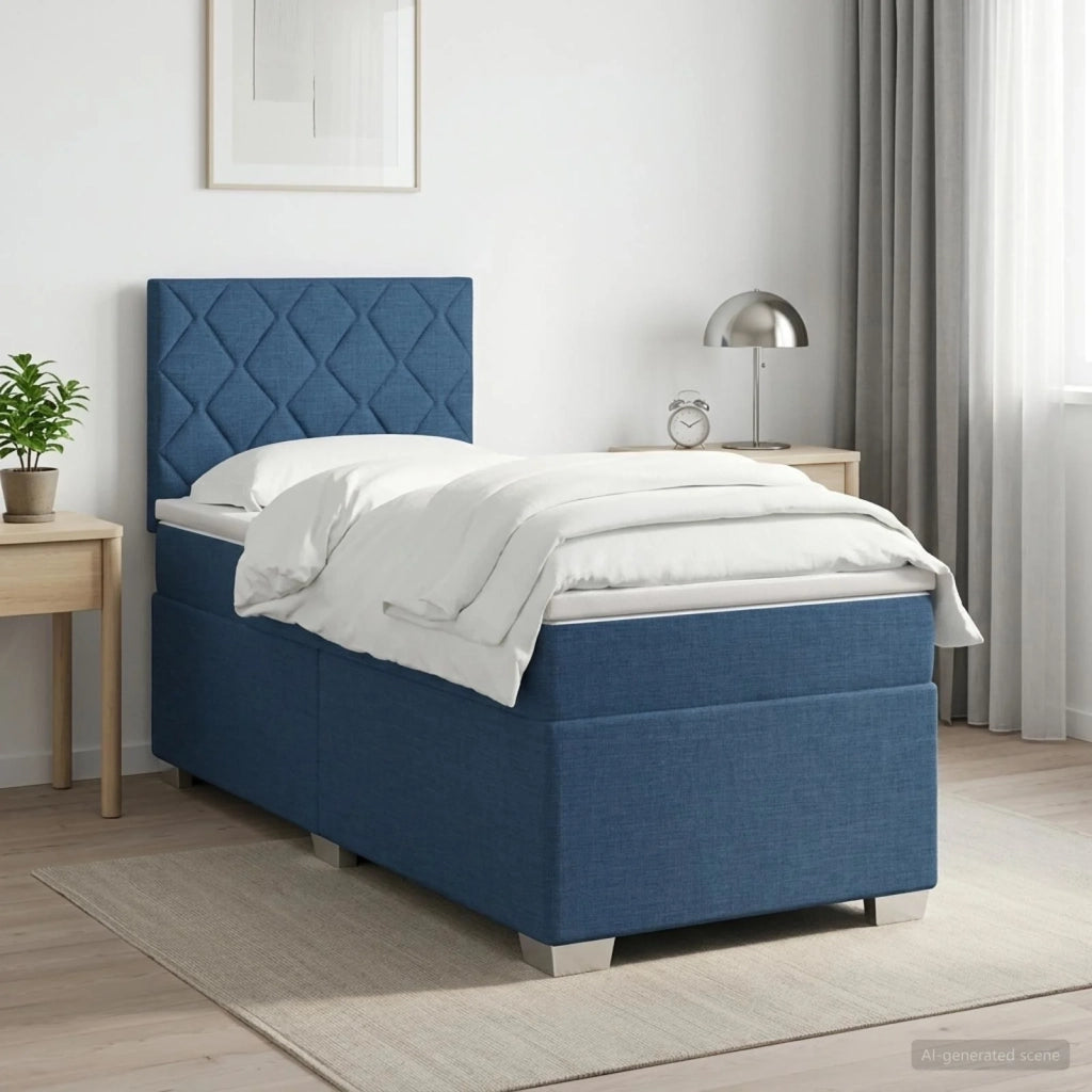 Letto box spring con materasso Blu 90 x 200 cm Tessuto 3450403