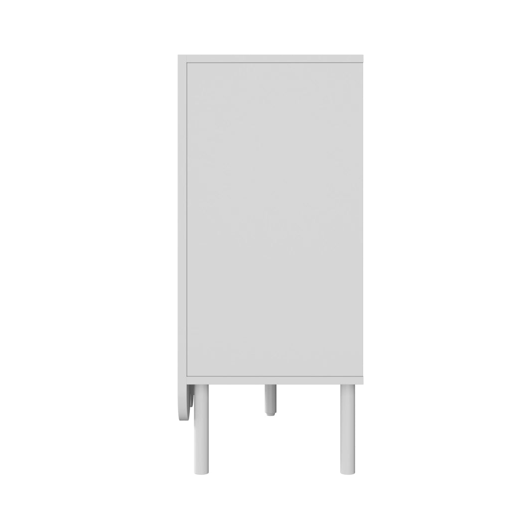 SIDEBOARD con Ante Ondulate 120x35x80 cm MDF Bianco con Ripiani Regolabili