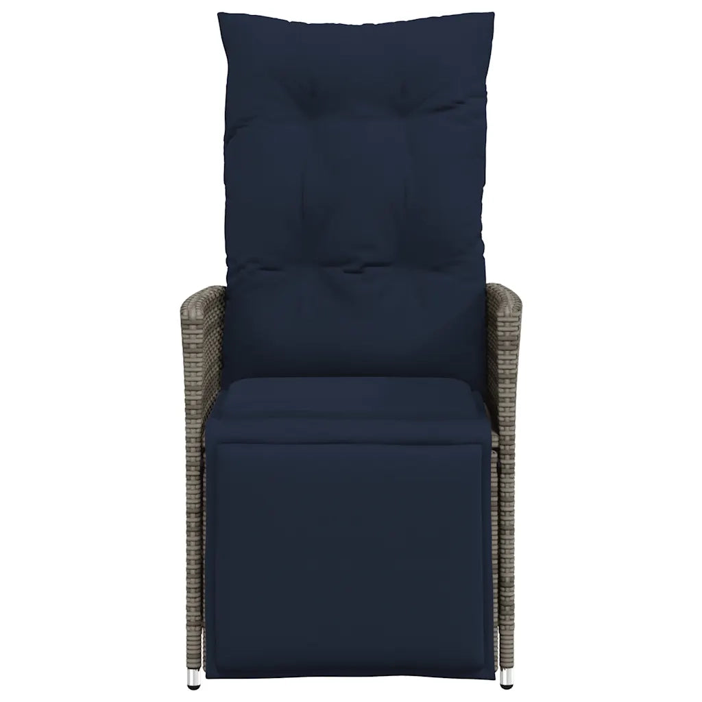 Sedia da giardino reclinabile con cuscini grigia in polyrattan 365663
