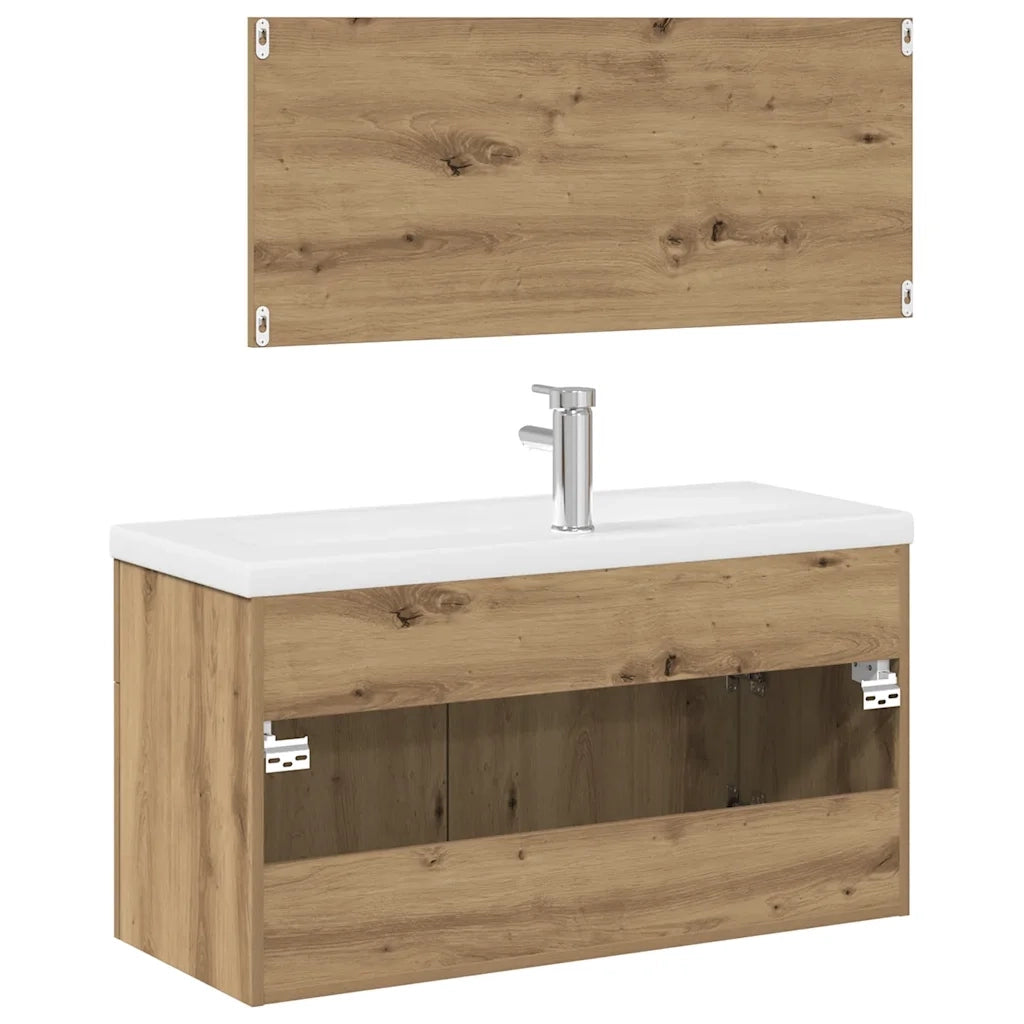 Set Mobili da Bagno 3 pz Rovere Artigianale Legno Multistrato 3328912