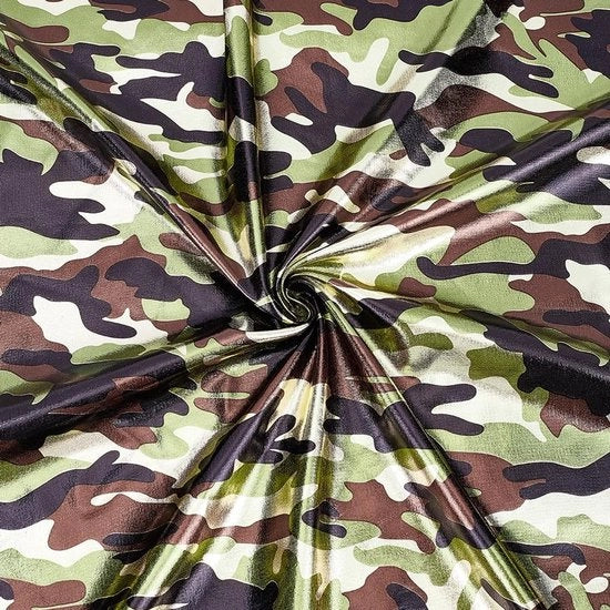Stoffa di Stretto Camuffata - Foglia Metallica Spandex - Sartoria DIY - Tendina - Costumino - 150 cm Largo