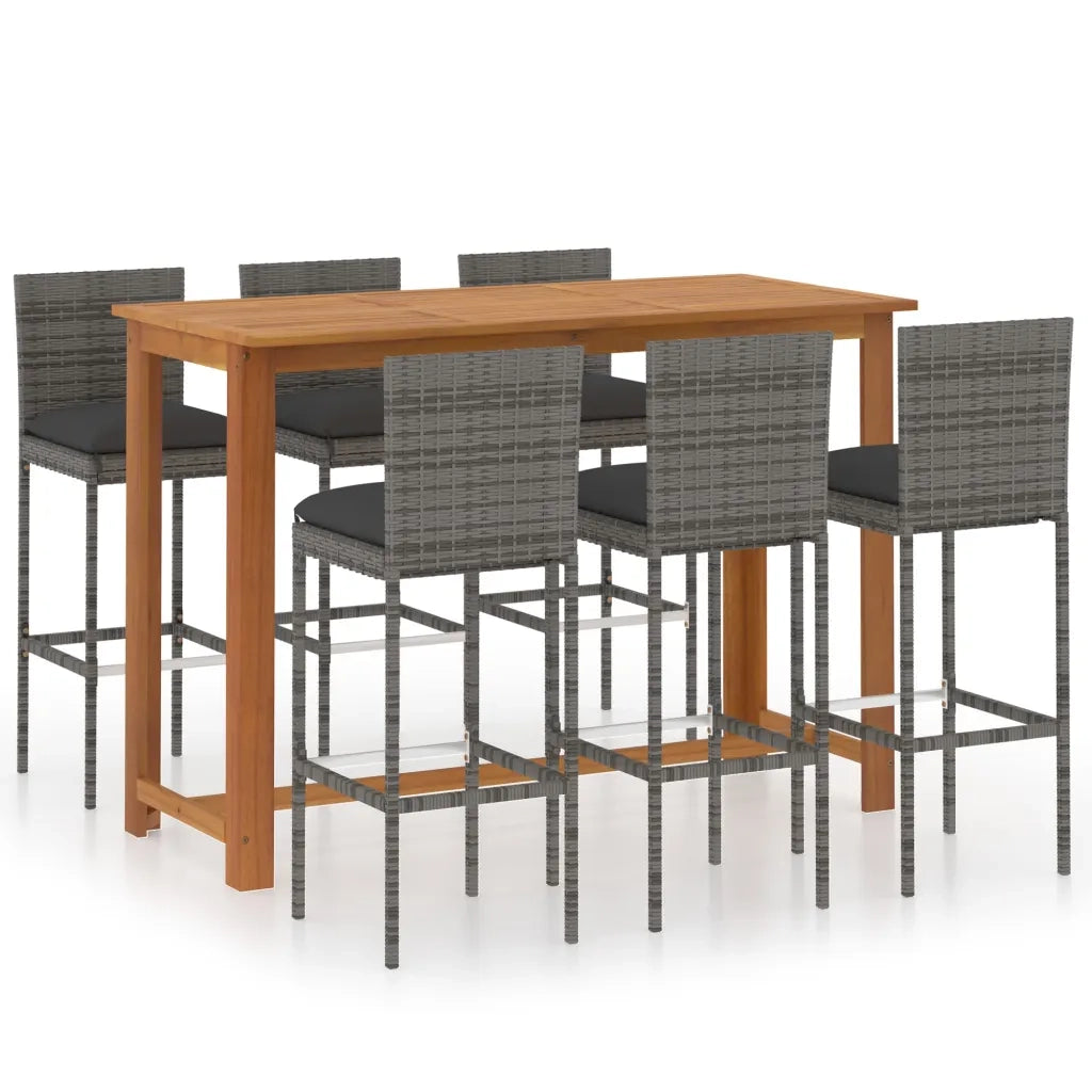 Set da Bar da Giardino 7pz con Cuscini Grigio 3068007