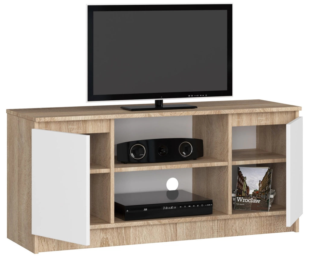 Mobile TV AKORD Sonoma Quercia 120 cm 2 ante inserto frontale Bianco 120x40x55 cm