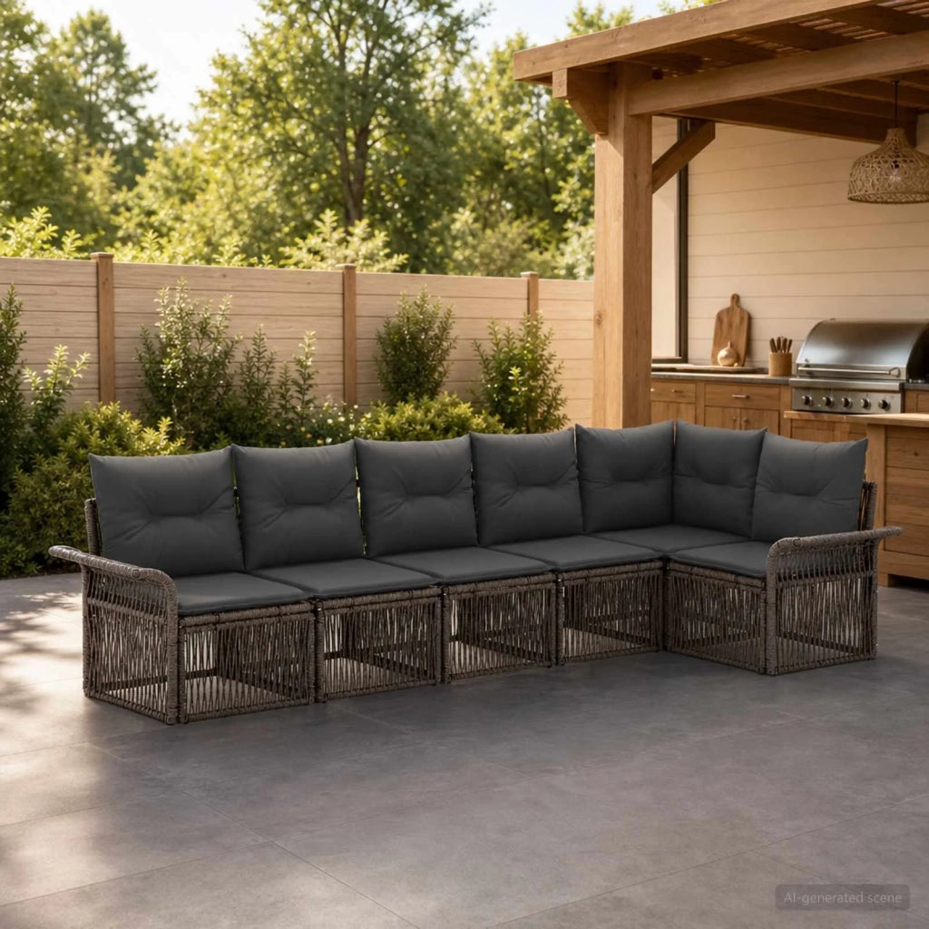 Set Divano da Giardino 6 pz Grigio polyrattan 3434834