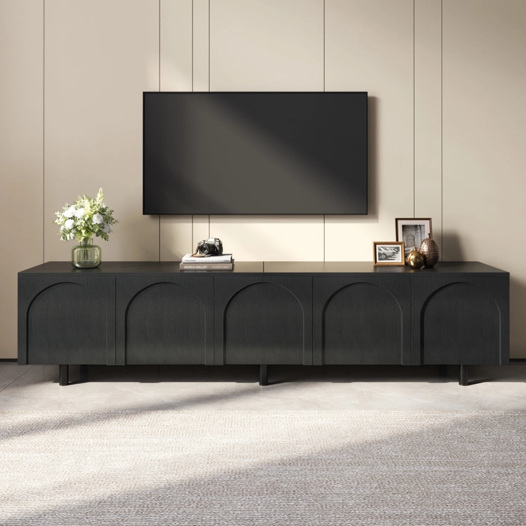 Lowboard per TV nero in MDF lunghezza 180 cm