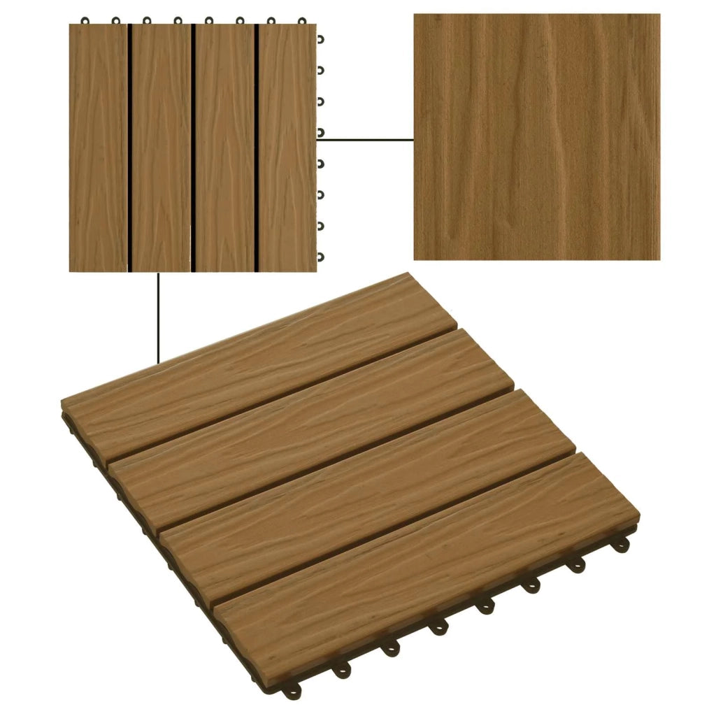 Piastrella per Decking 11 pcs Teak riciclato 30 x 30 cm WPC 42046682