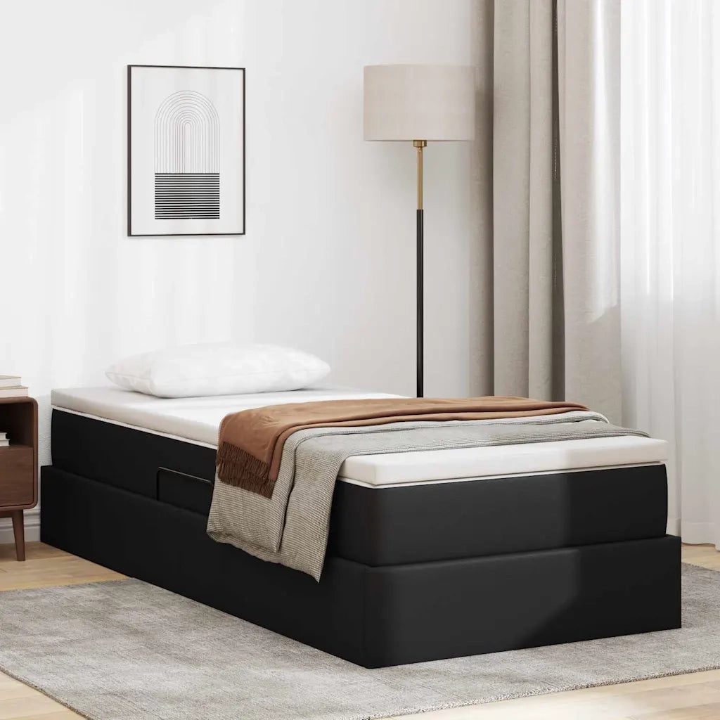 Letto con contenitore e materasso Nero 100 x 200 cm 3370150